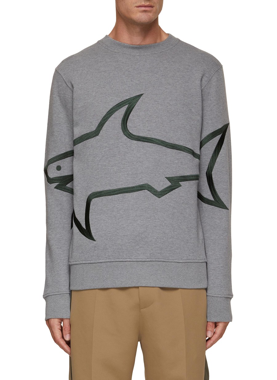 Men PAUL & SHARK Pullovers & Hoodies | Maxi Shark Embroidery Crewneck Sweatshirt