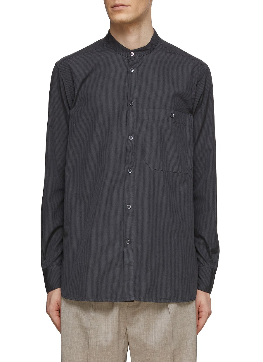 Men BARENA Shirts | Mandarin Collar Pinstripe Shirt