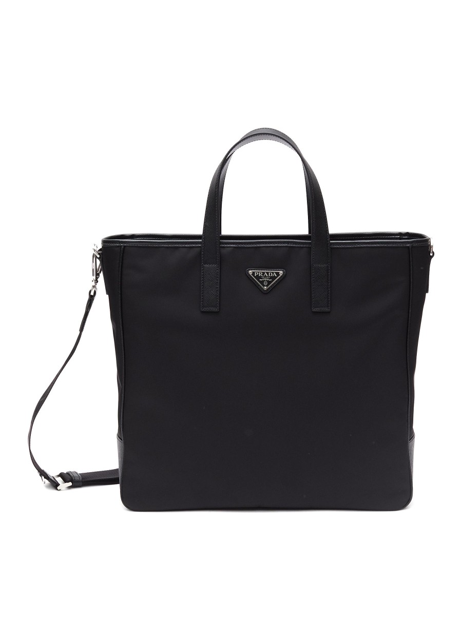 Men PRADA Tote Bags | Logo Applique Re-Nylon Tote Bag