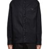 Men PRADA Shirts | Re-Nylon Snap Button Turtleneck Shirt