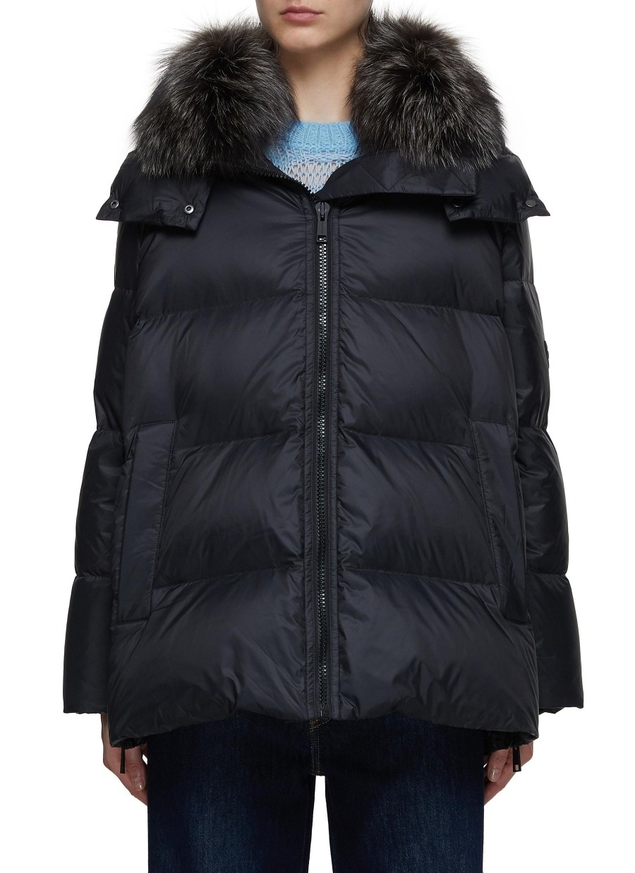 Women YVES SALOMON ARMY Jackets | Fox Fur Collar Hooded Puffer With Side Zip