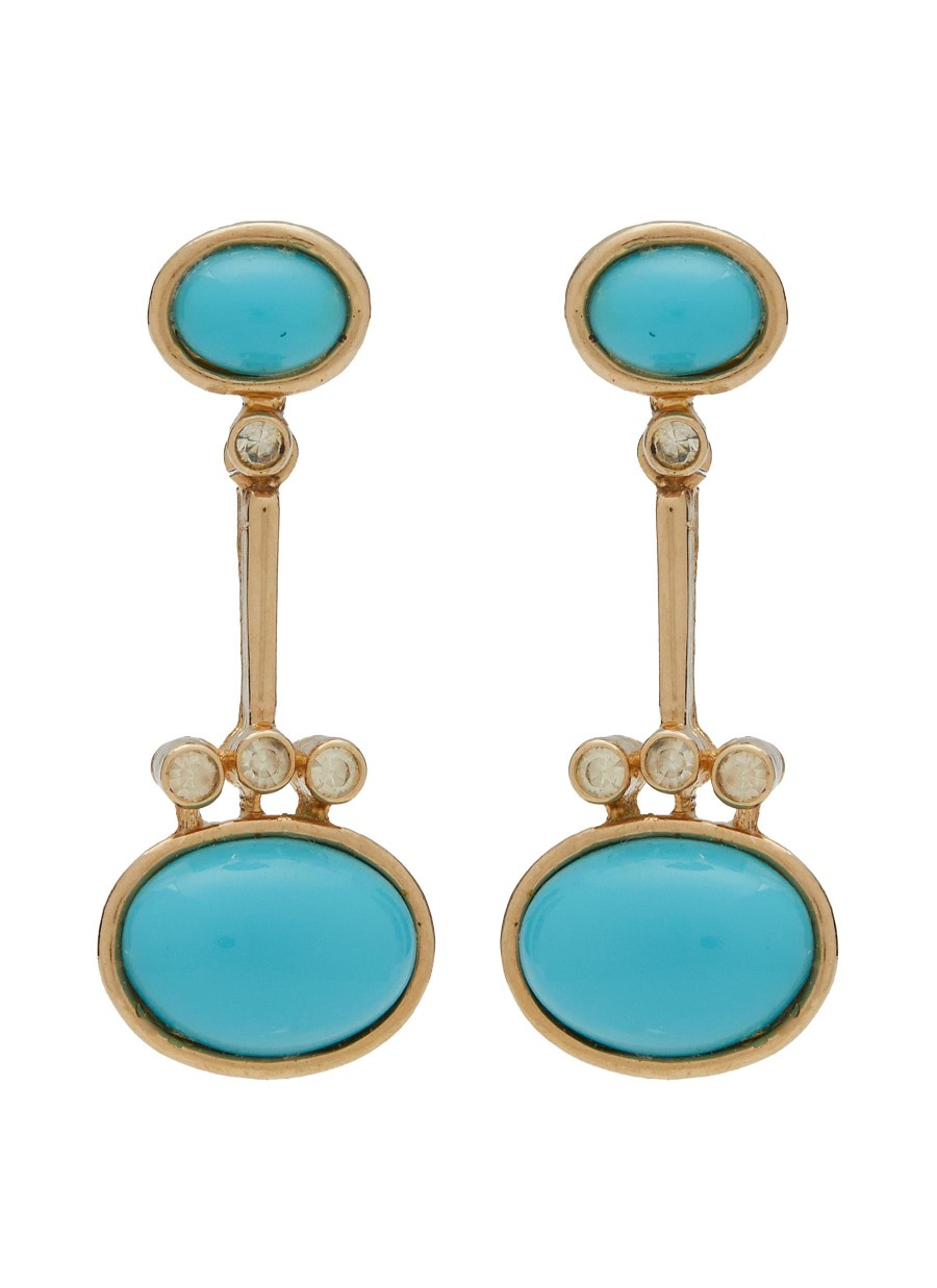 Women LANE CRAWFORD VINTAGE ACCESSORIES Vintage Accessories | Vintage Panetta Gold Tone Faux Turquoise Earrings