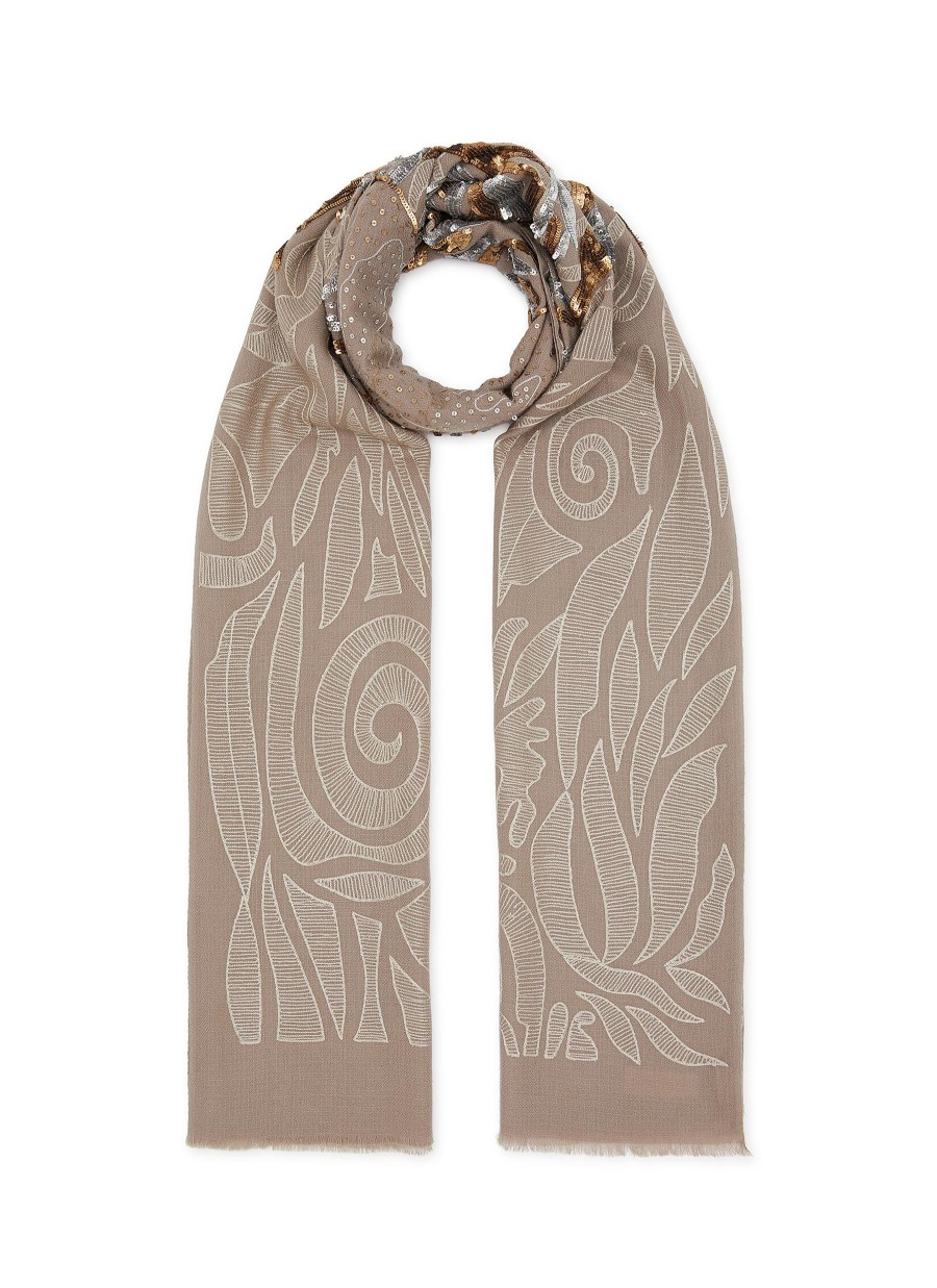 Women JANAVI Scarves & Wraps | Solar Embroidered Merino Wool Scarf