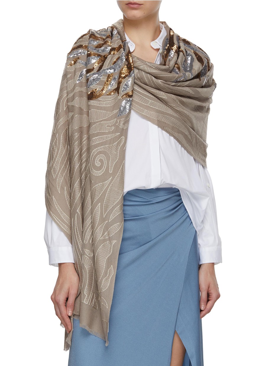 Women JANAVI Scarves & Wraps | Solar Embroidered Merino Wool Scarf