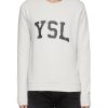 Men SAINT LAURENT Pullovers & Hoodies | Ysl Logo Print Cotton Crewneck Sweatshirt