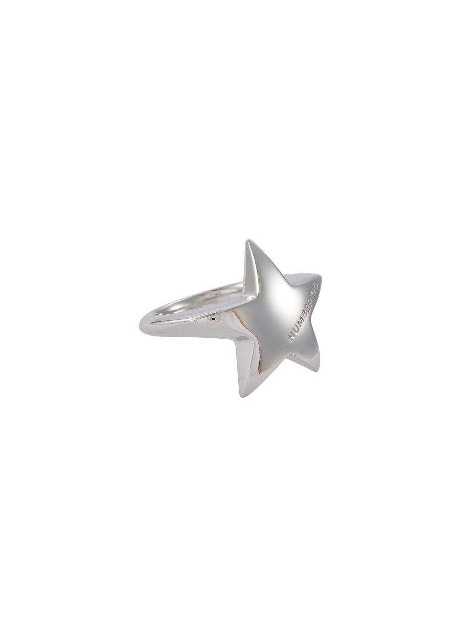 Women NUMBERING Fashion Jewellery | Rhodium Plated Sterling Silver Star Signet Ring