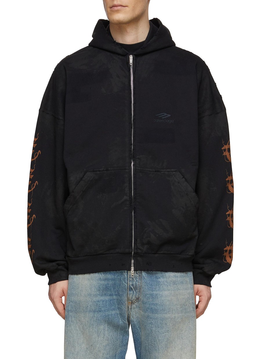 Men BALENCIAGA Pullovers & Hoodies | Heavy Metal Print Hoodie