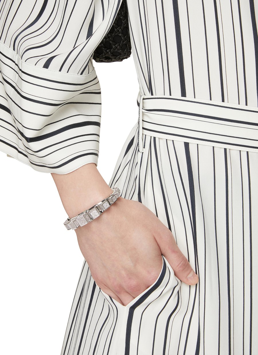 Women EDDIE BORGO Fashion Jewellery | Pave Graduated Cube Silver Toned Metal Cuff Bracelet