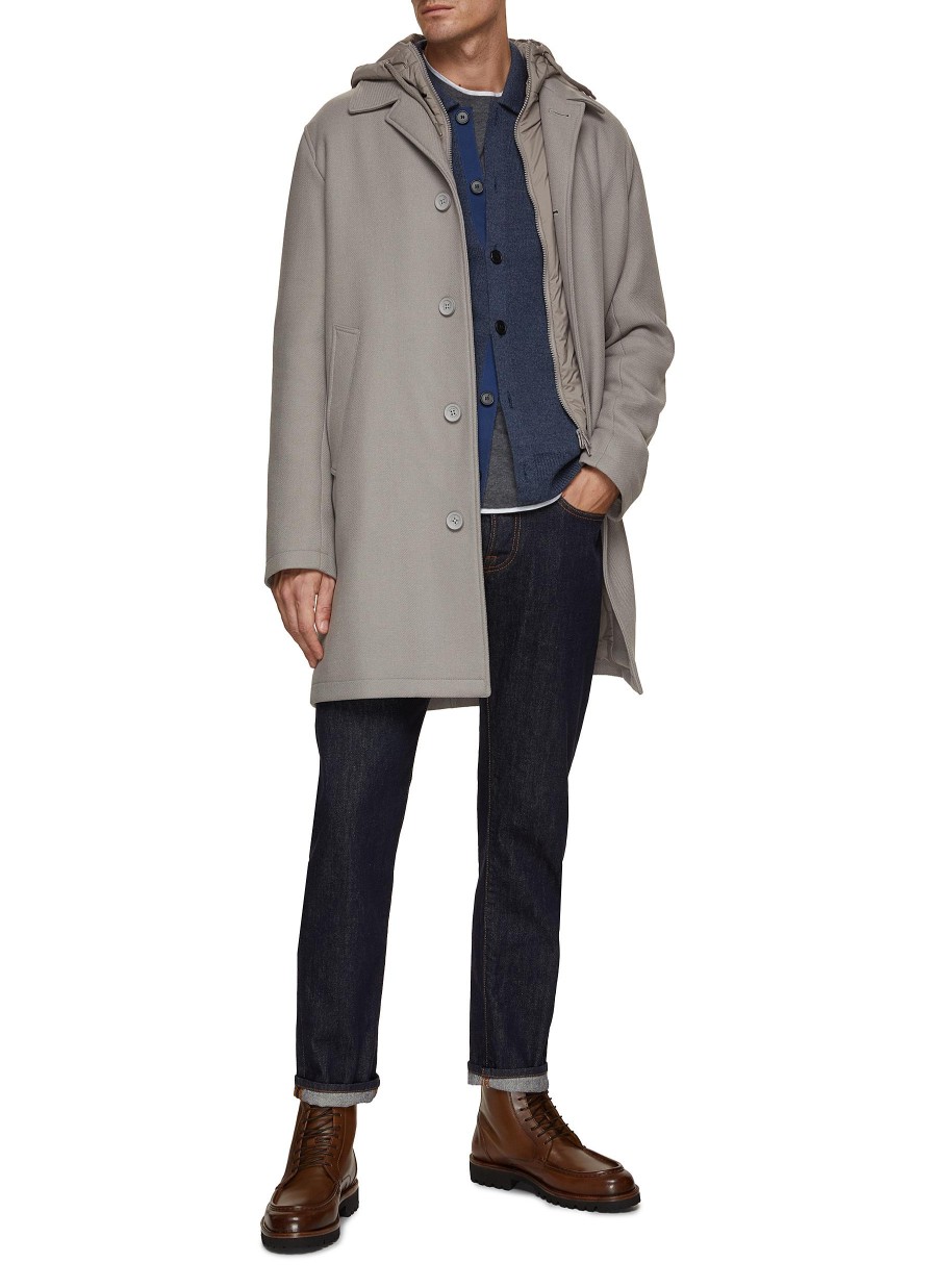 Men HERNO Coats | Detachable Hood Coat