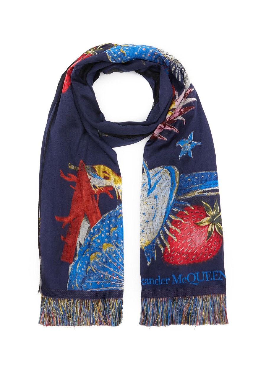 Women ALEXANDER MCQUEEN Scarves & Wraps | Hieronymus Bosch Motif Logo Silk Scarf