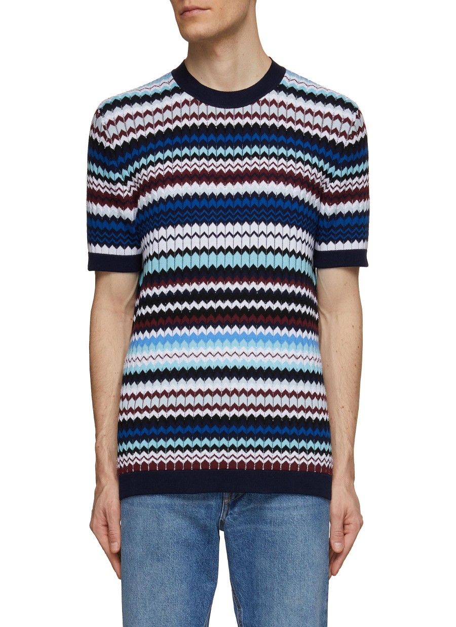 Men MISSONI T-Shirts | Boucle Yarn Chevron Crewneck T-Shirt