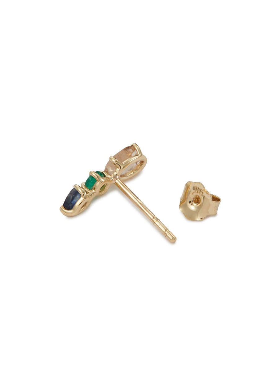 Women MÉTIER BY TOMFOOLERY Fashion Jewellery | Morganite Emerald Sapphire 9K Gold Single Earring — Right