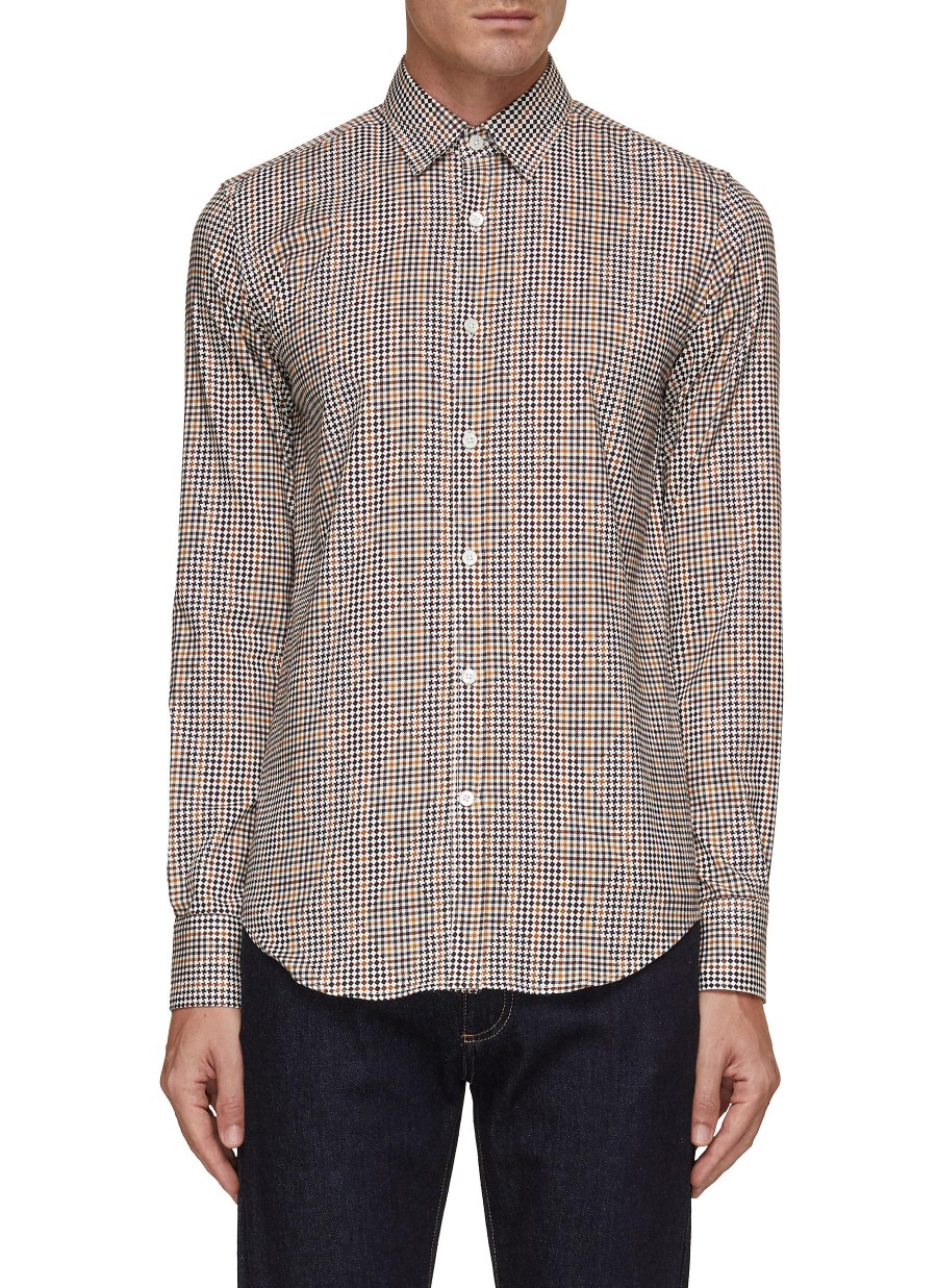 Men CANALI Shirts | Argyle Geometric Shirt