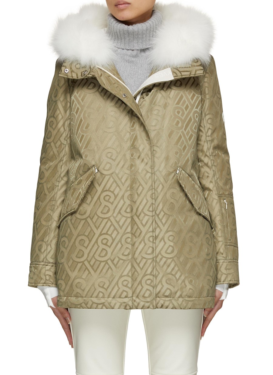 Women YVES SALOMON Jackets | Fur Trim Hooded Monogram Ski Parka