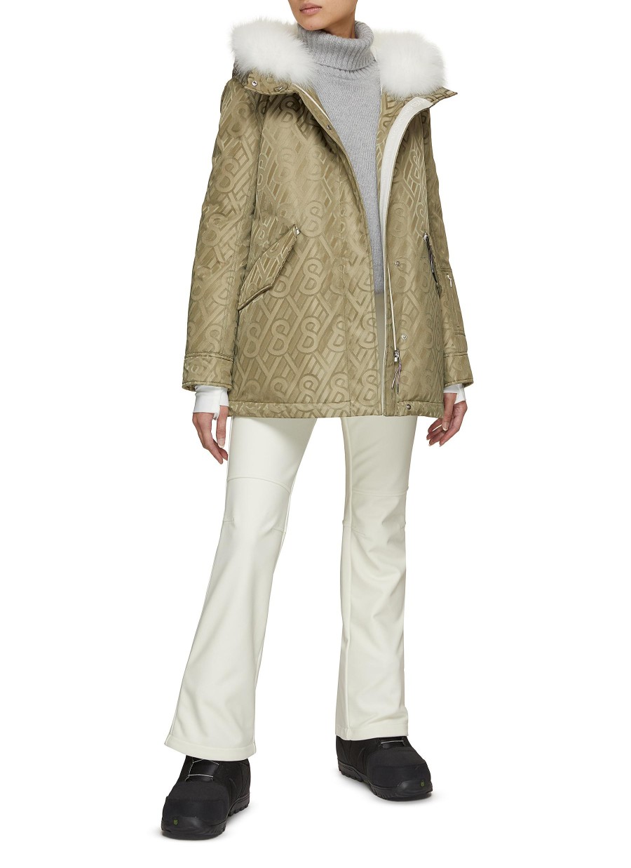 Women YVES SALOMON Jackets | Fur Trim Hooded Monogram Ski Parka