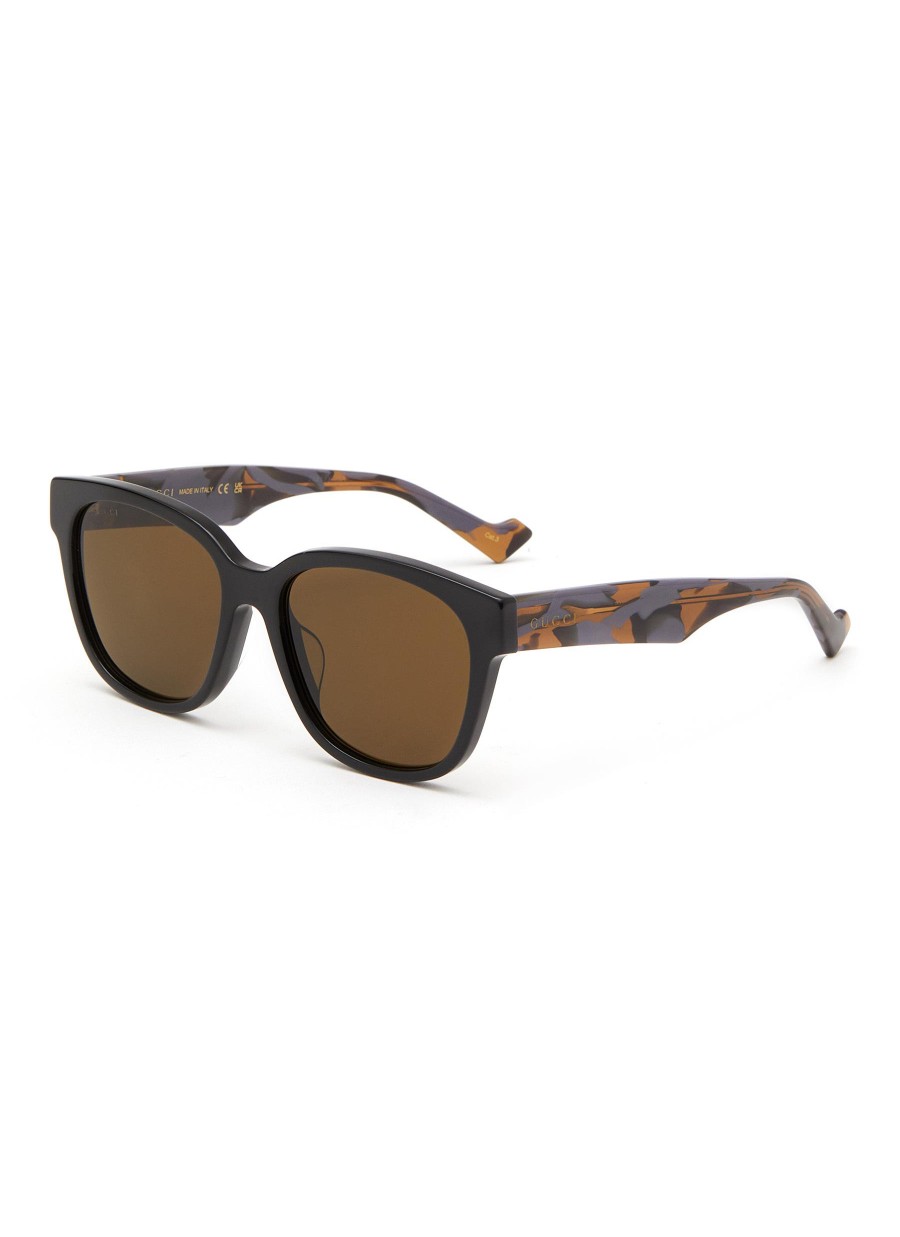 Men GUCCI Eyewear | Havana Temple Acetate Sunglasses