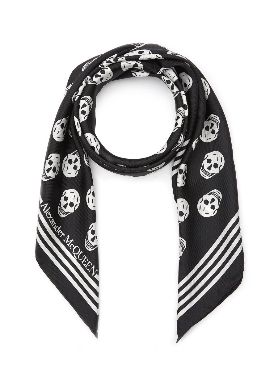 Women ALEXANDER MCQUEEN Scarves & Wraps | Skull Graffiti Print Silk Scarf