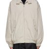 Men PRADA Jackets | Knit Logo Patch Oversize Cotton Blend Bomber Jacket