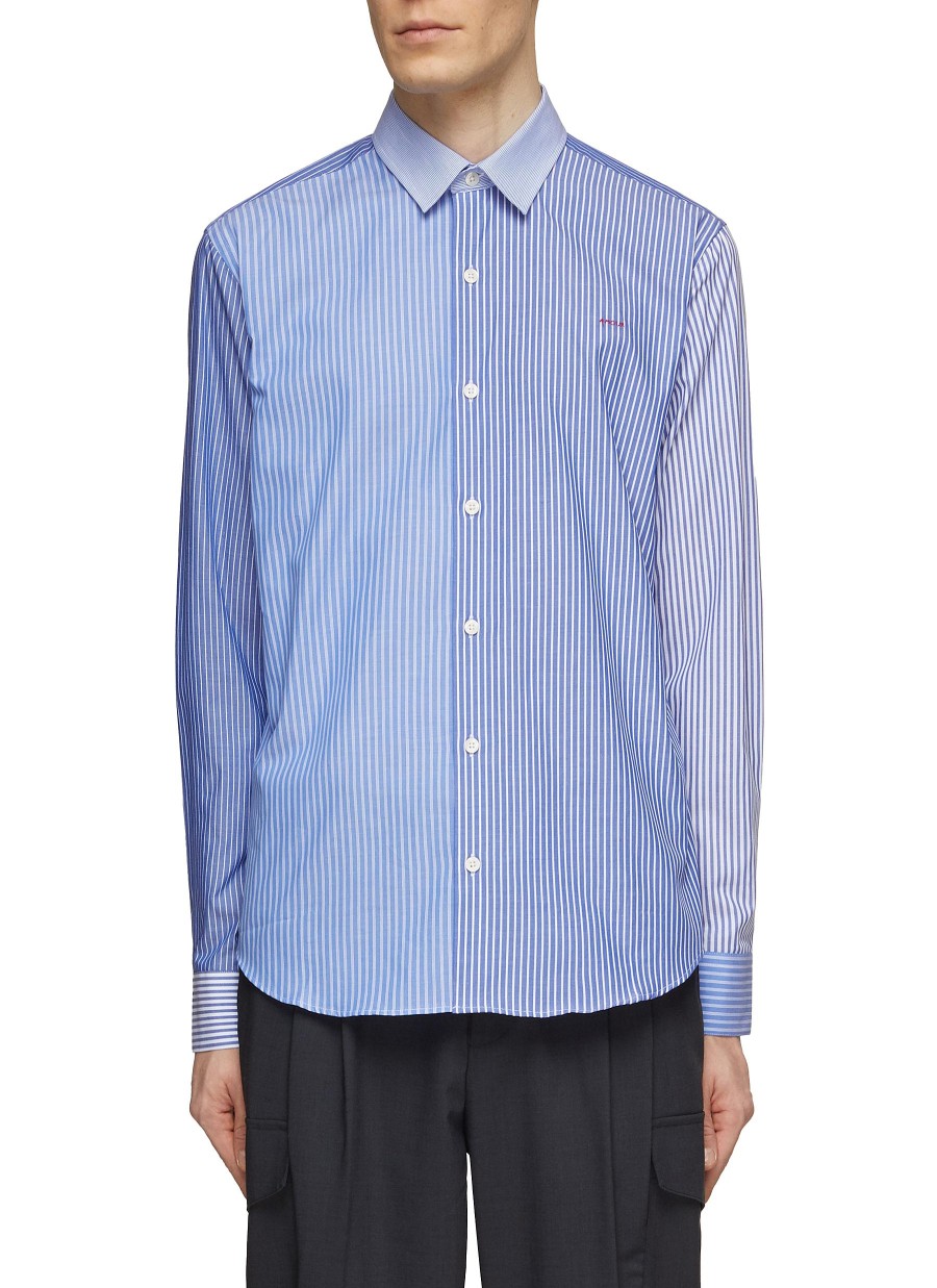 Men MAISON LABICHE Shirts | Bi-Colour Stripes Cotton Shirt