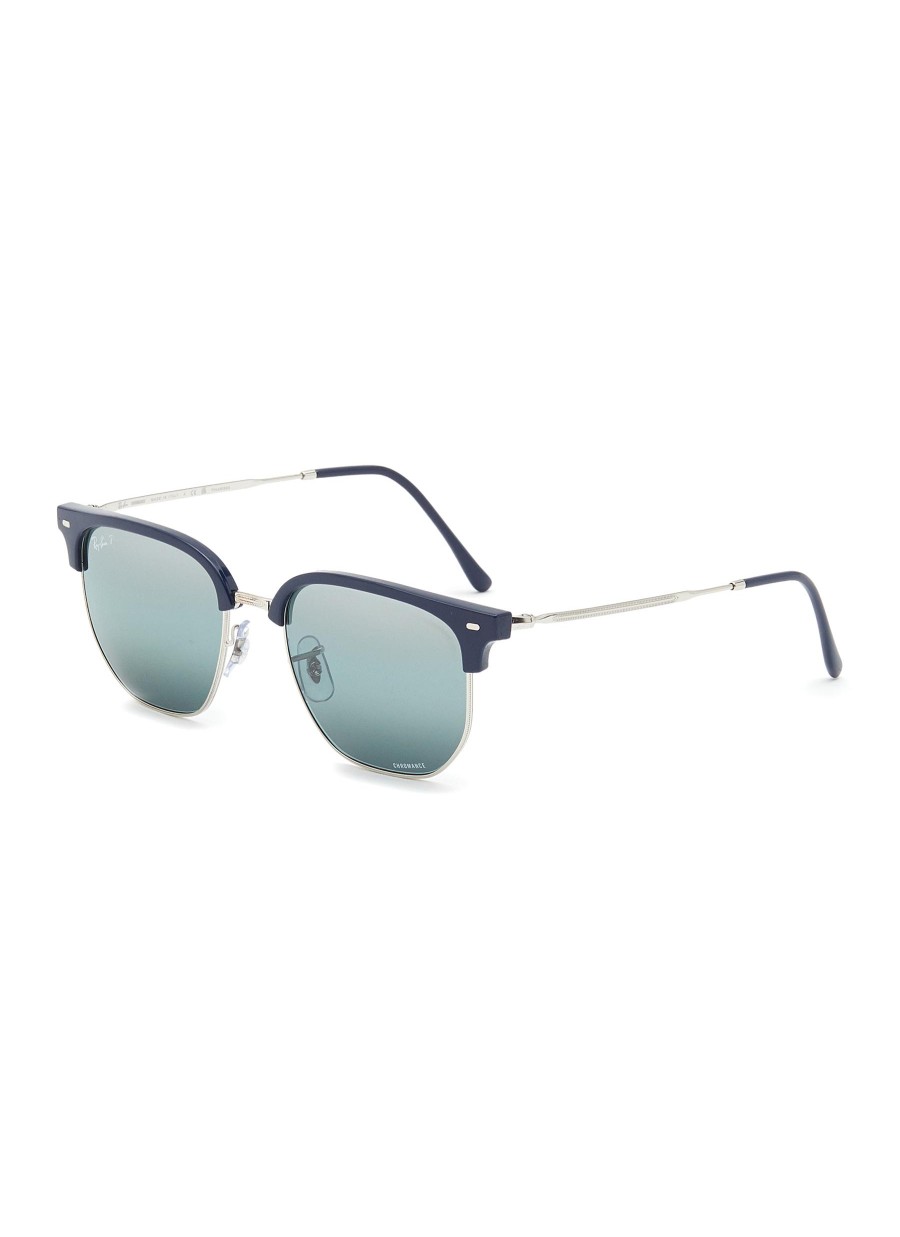 Women RAY BAN Eyewear | New Clubmaster Metal Temple Injected Polarized Blue Mirror Lens