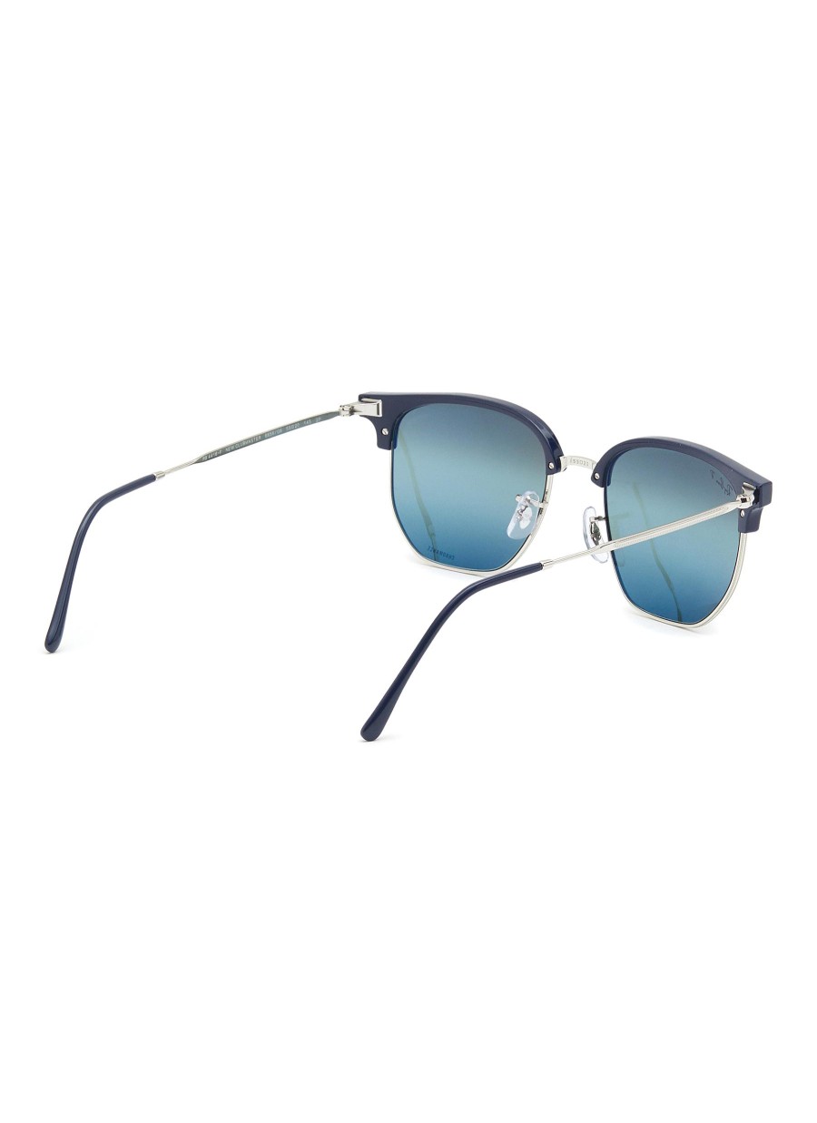 Women RAY BAN Eyewear | New Clubmaster Metal Temple Injected Polarized Blue Mirror Lens