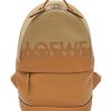 Men LOEWE Backpacks | Logo Applique Duo-Tonal Leather Canvas Backpack