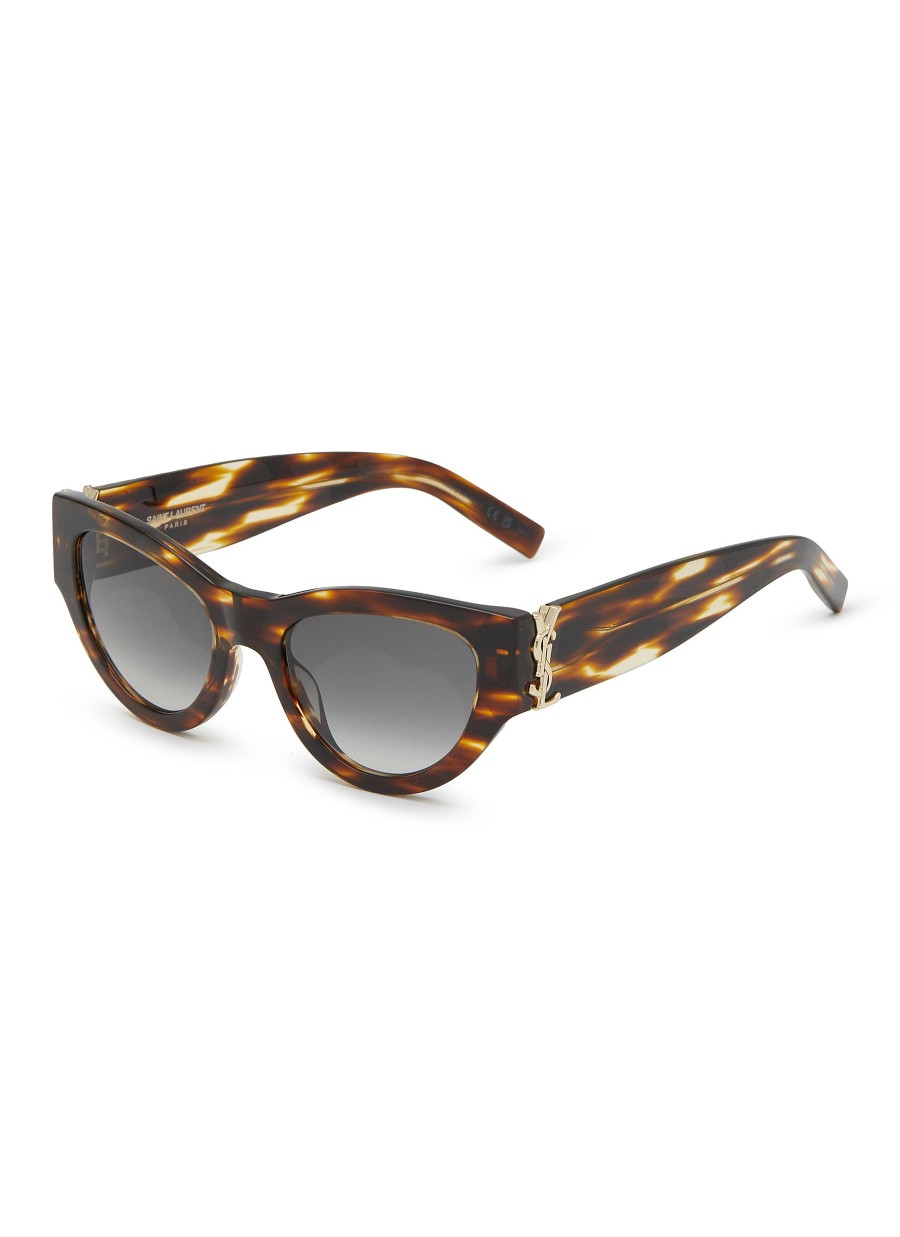 Women SAINT LAURENT Eyewear | Tortoiseshel-Effect Acetate Round Sunglasses