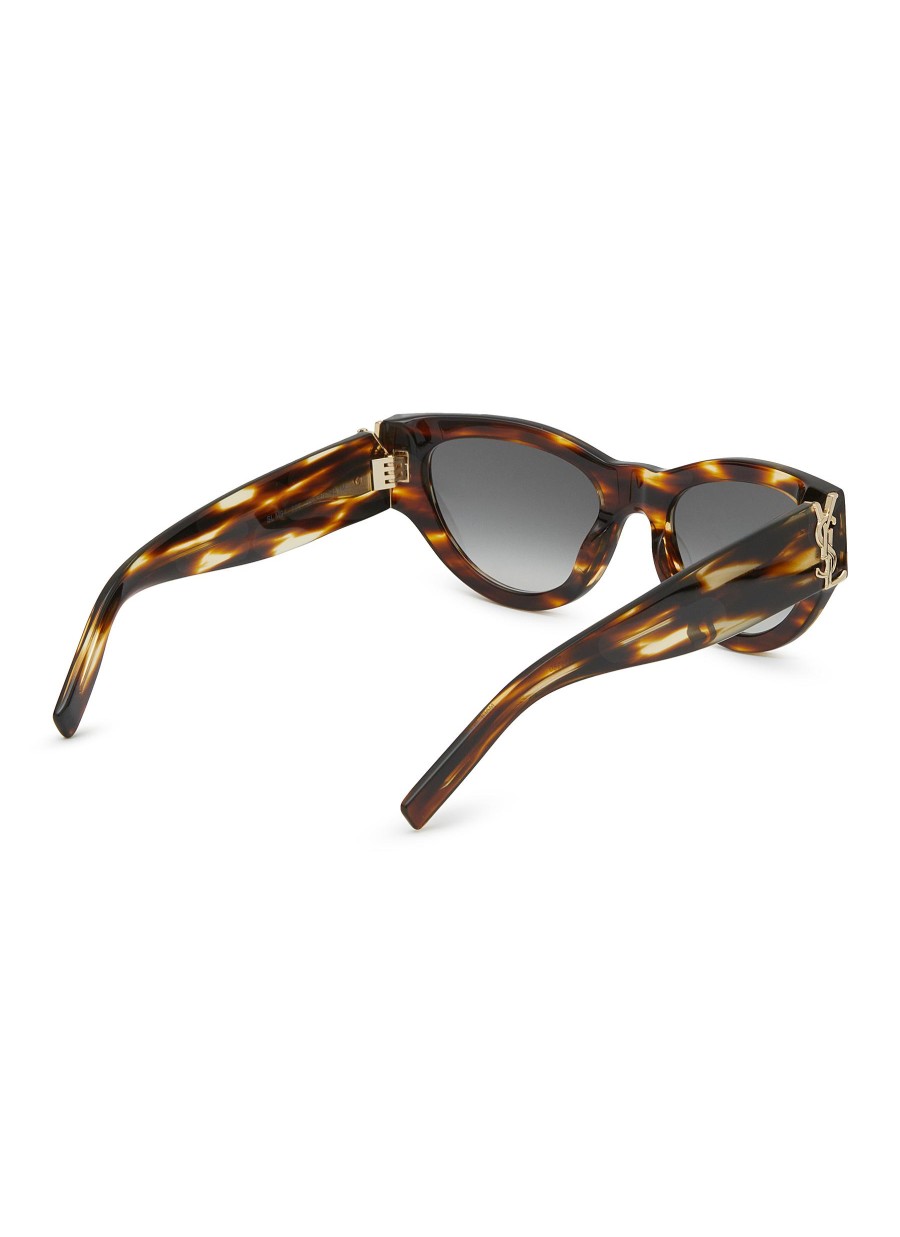 Women SAINT LAURENT Eyewear | Tortoiseshel-Effect Acetate Round Sunglasses