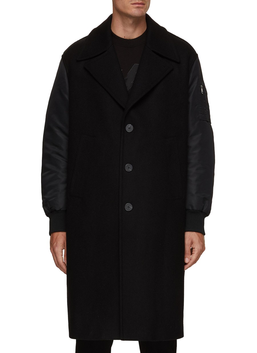 Men NEIL BARRETT Coats | Single Breasted Oversized Opera Coat