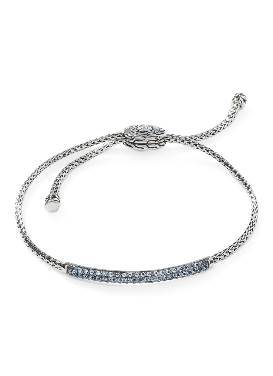 Women JOHN HARDY Fine Jewellery | Classic Chain Sterling Silver Aquamarine Mini Chain Bracelet — Size S-M