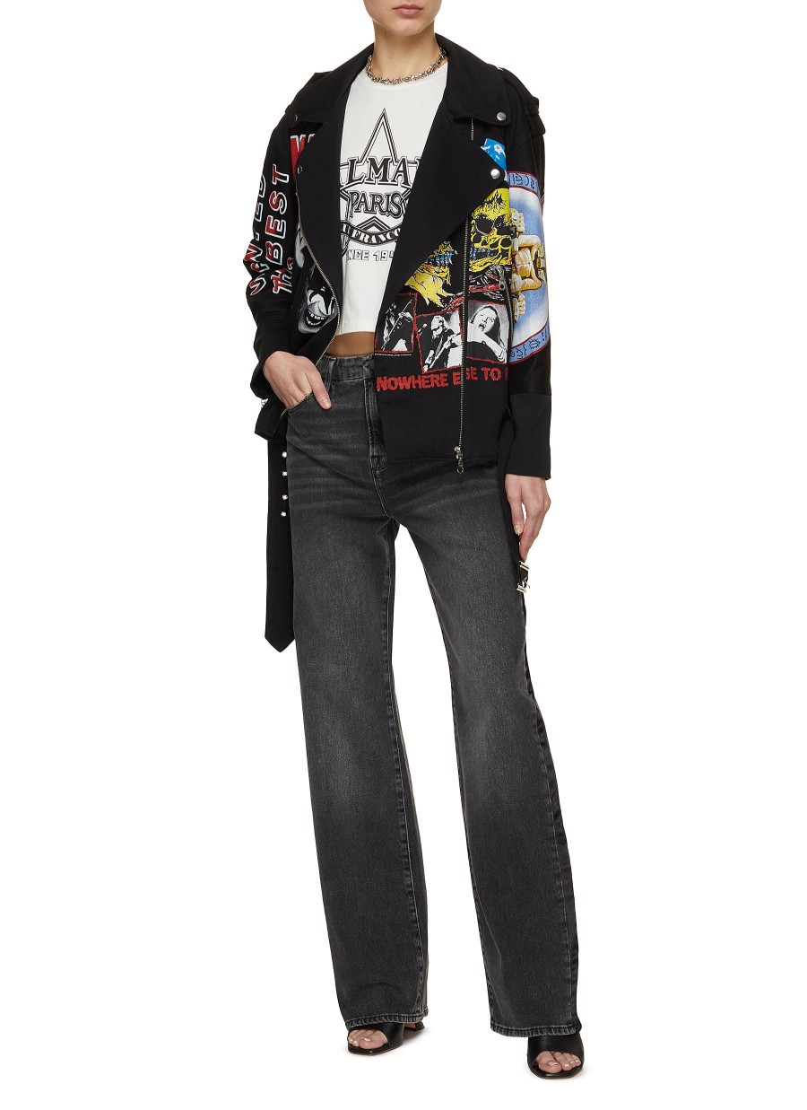 Women DRY CLEAN ONLY Jackets | Rock Band Print Biker Jacket