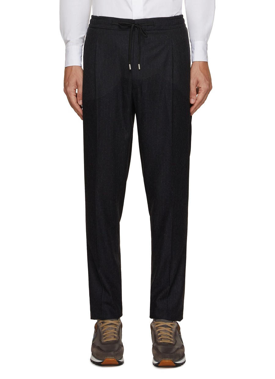 Men LARDINI Pants | Striped Water Repellant Drawstring Pants