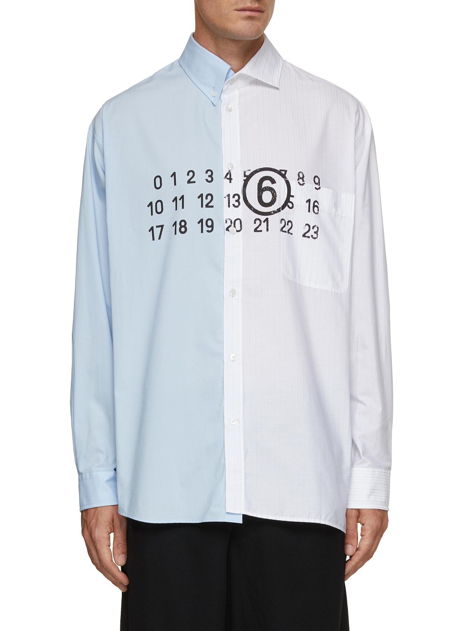 Men MM6 MAISON MARGIELA Shirts | Bi-Colour Logo Cotton Shirt