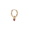 Women MÉTIER BY TOMFOOLERY Fashion Jewellery | Ruby 9K Gold Clicker Single Hoop Earring