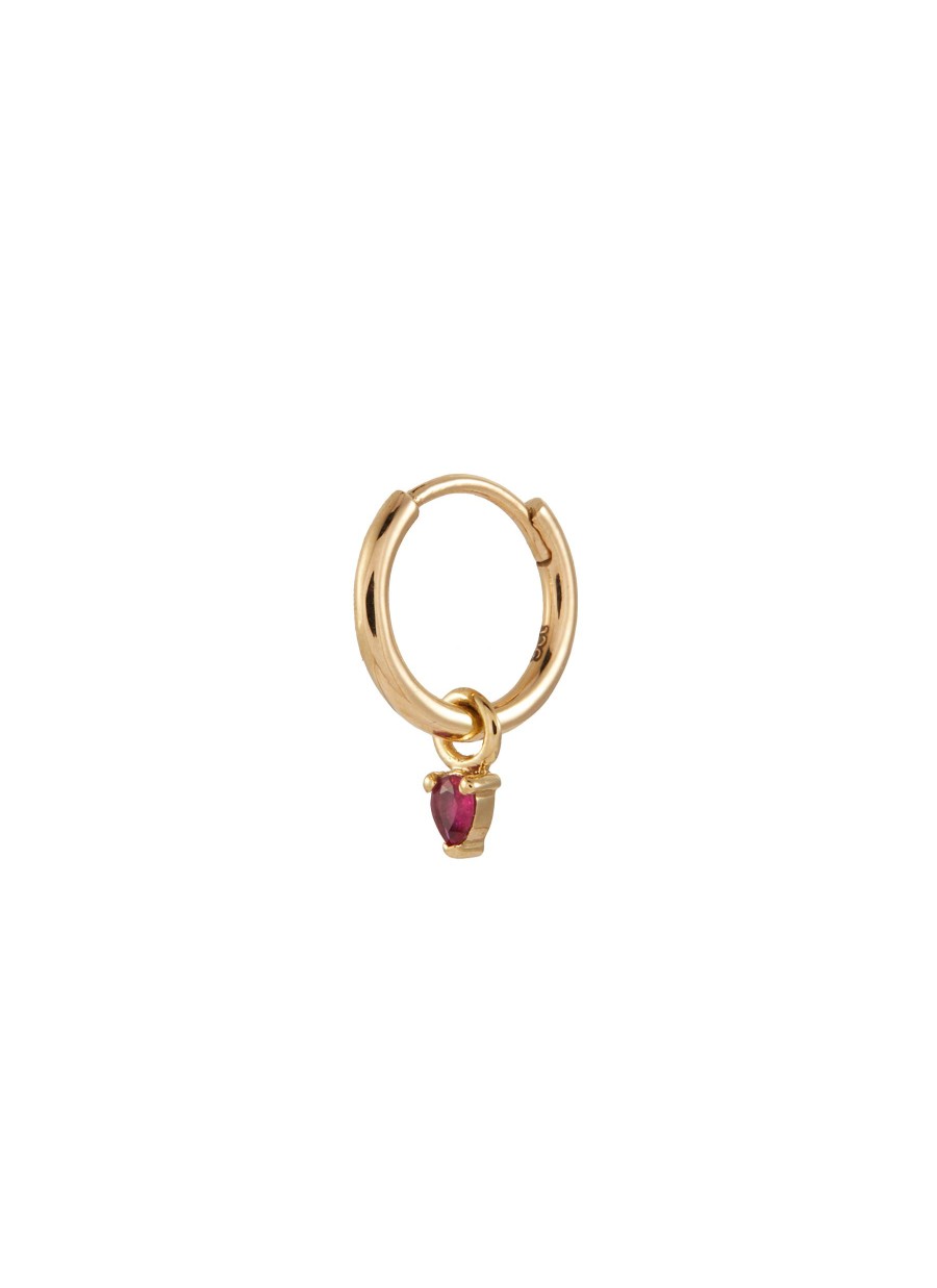 Women MÉTIER BY TOMFOOLERY Fashion Jewellery | Ruby 9K Gold Clicker Single Hoop Earring