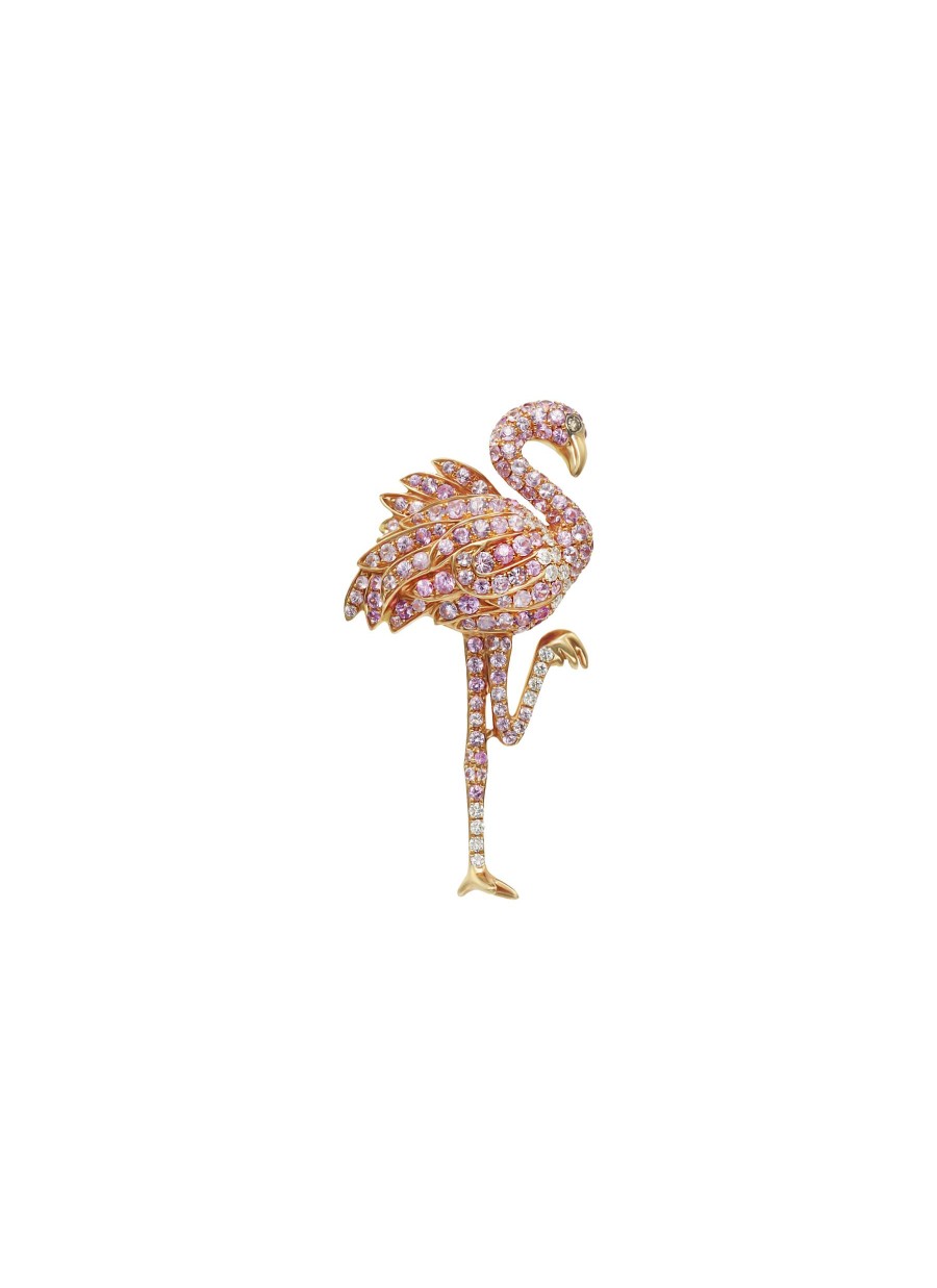 Women MIO HARUTAKA Fine Jewellery | Flamingo 18K Rose Gold Diamond Pink Sapphire Single Earring