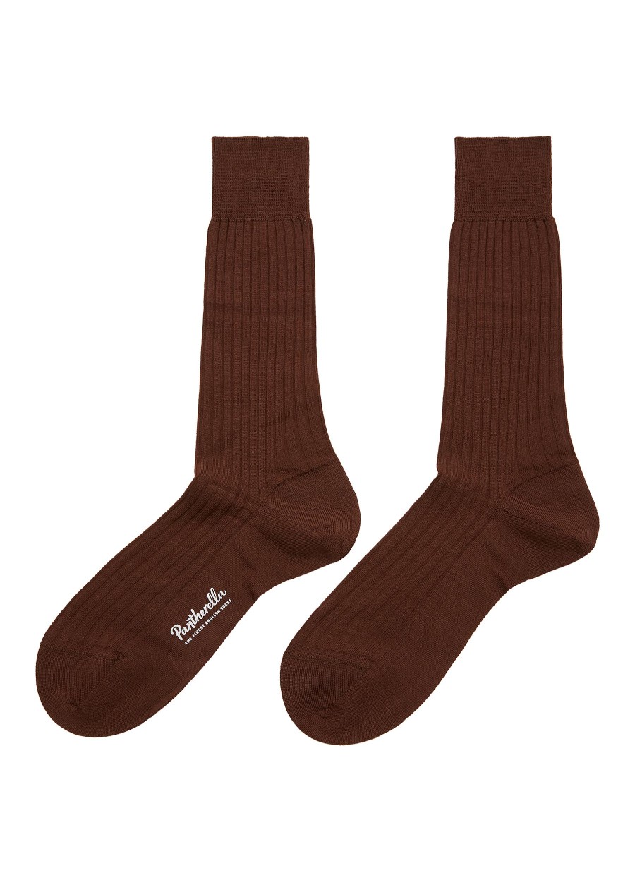 Men PANTHERELLA Socks | Laburnum Rib Merino Wool Long Anklet Socks