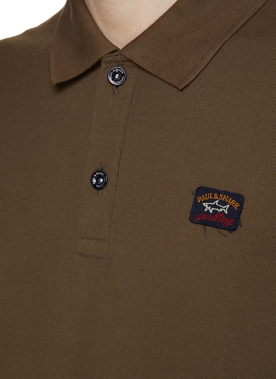 Men PAUL & SHARK Polos | Rectangular Logo Badge Cotton Polo Shirt