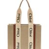 Women CHLOÉ Tote Bags | Medium 'Woody' Eco Linen Canvas Tote Bag