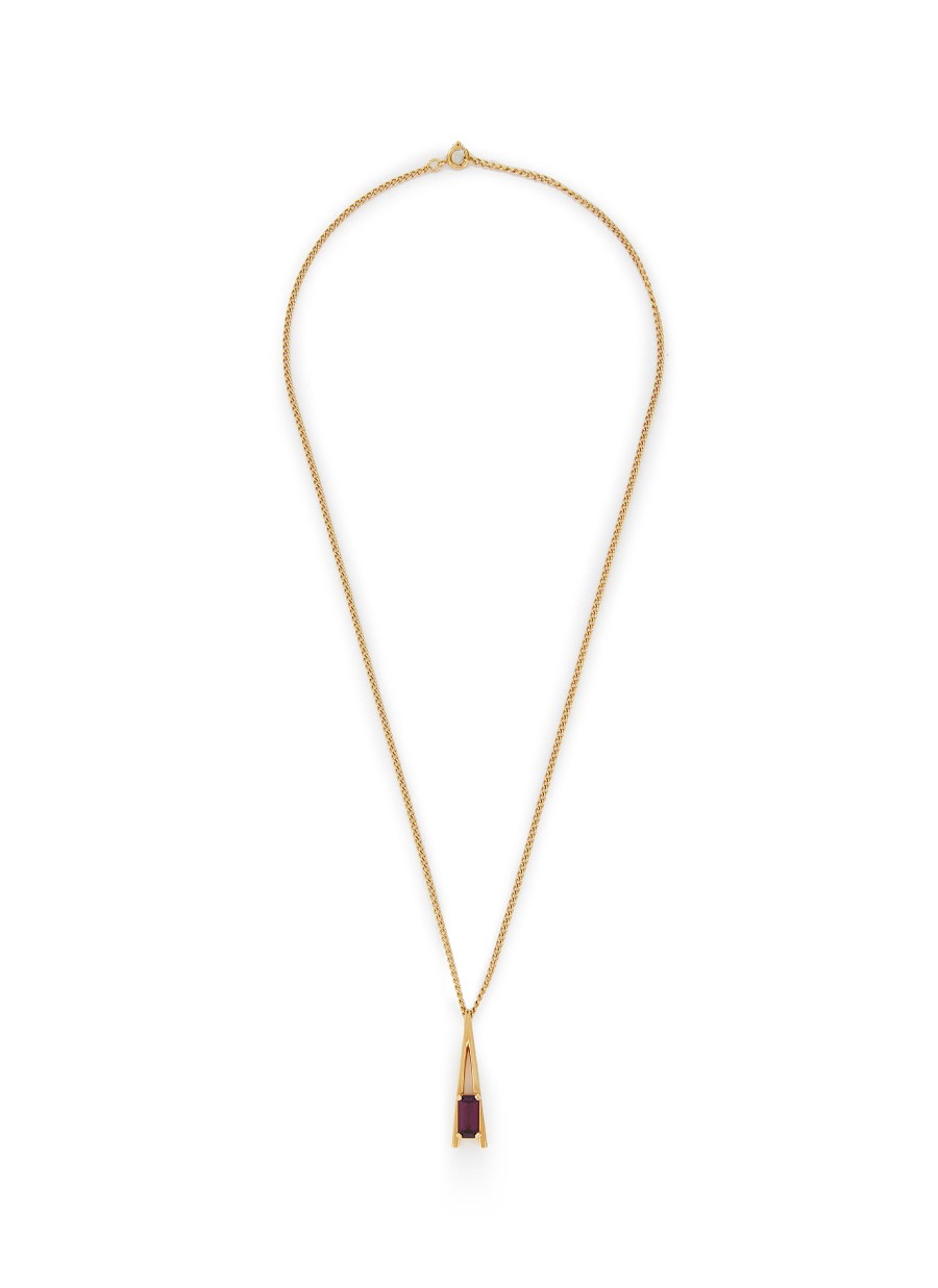 Women LANE CRAWFORD VINTAGE ACCESSORIES Vintage Accessories | Gold Tone Amethyst Pendant Necklace