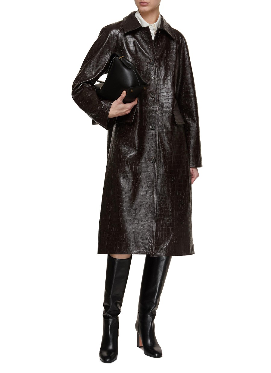 Women TOTEME Coats | Crocodile Embossed Leather Coat