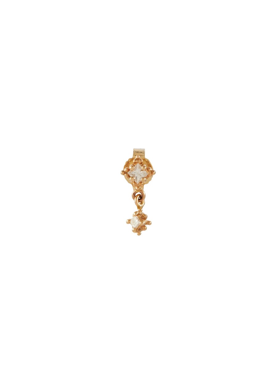 Women MÉTIER BY TOMFOOLERY Fashion Jewellery | 9K Gold Dala Diamond Double Droplet Single Earring