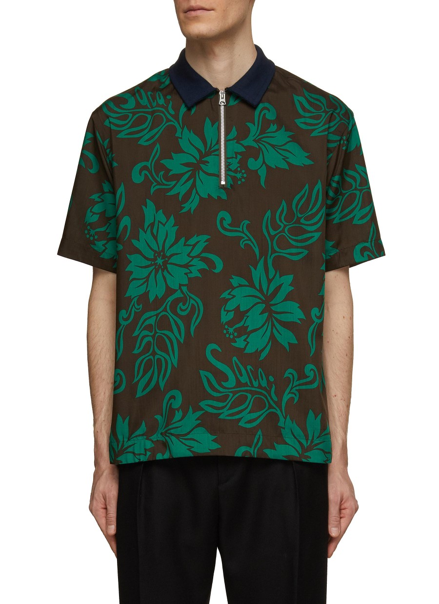 Men SACAI Polos | Floral Print Shirt