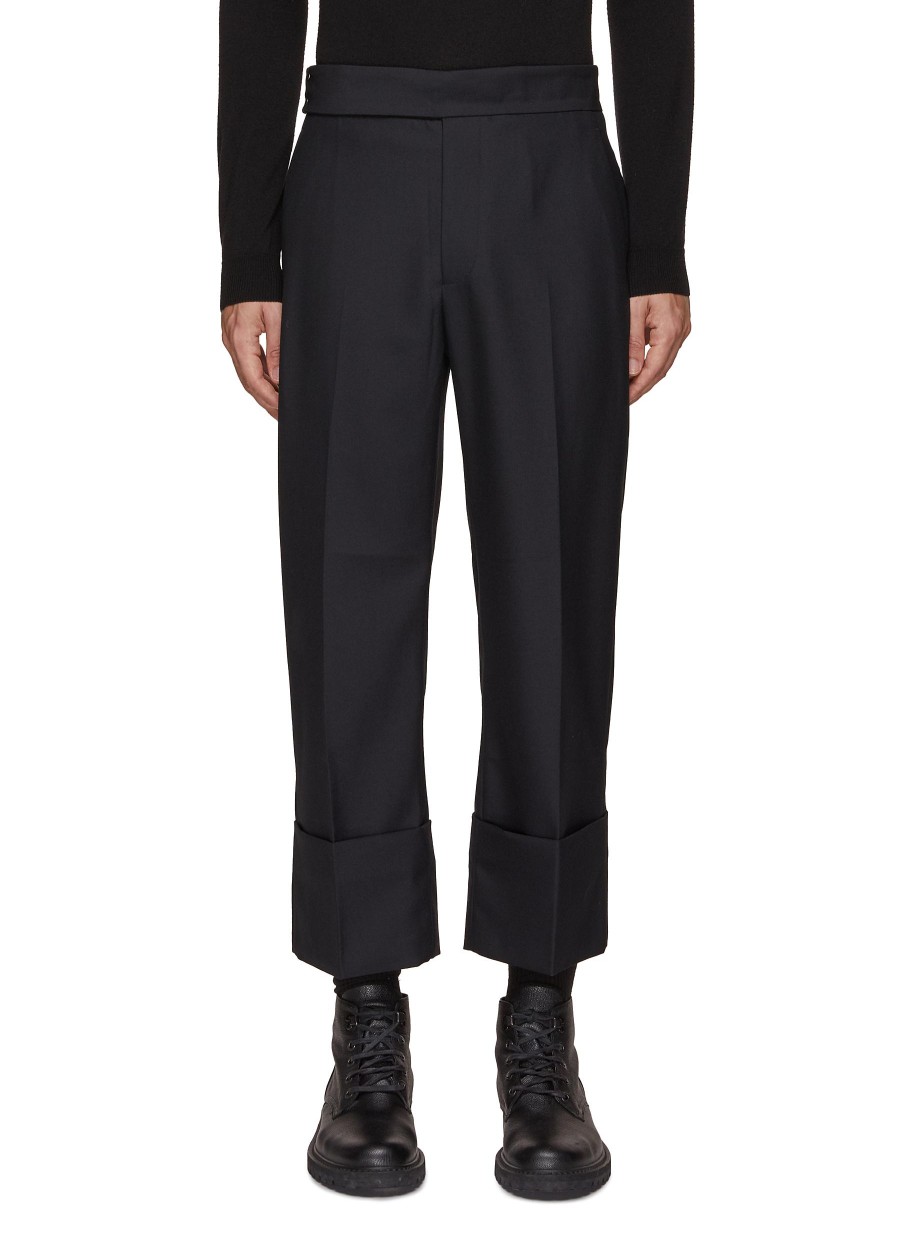 Men RE: BY MAISON SANS TITRE Pants | Straight Leg Buckle Design Folded Cropped Pants