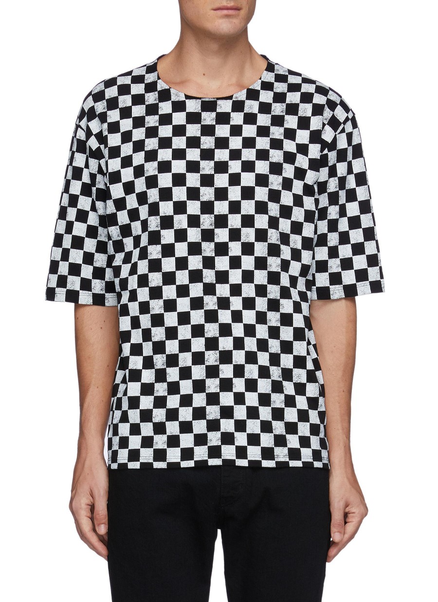 Men SAINT LAURENT T-Shirts | Checkerboard Mid Sleeves T-Shirt