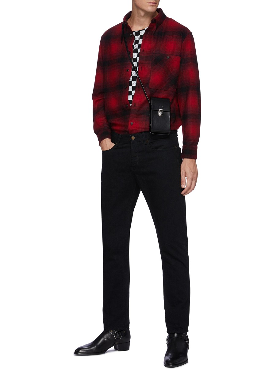 Men SAINT LAURENT T-Shirts | Checkerboard Mid Sleeves T-Shirt