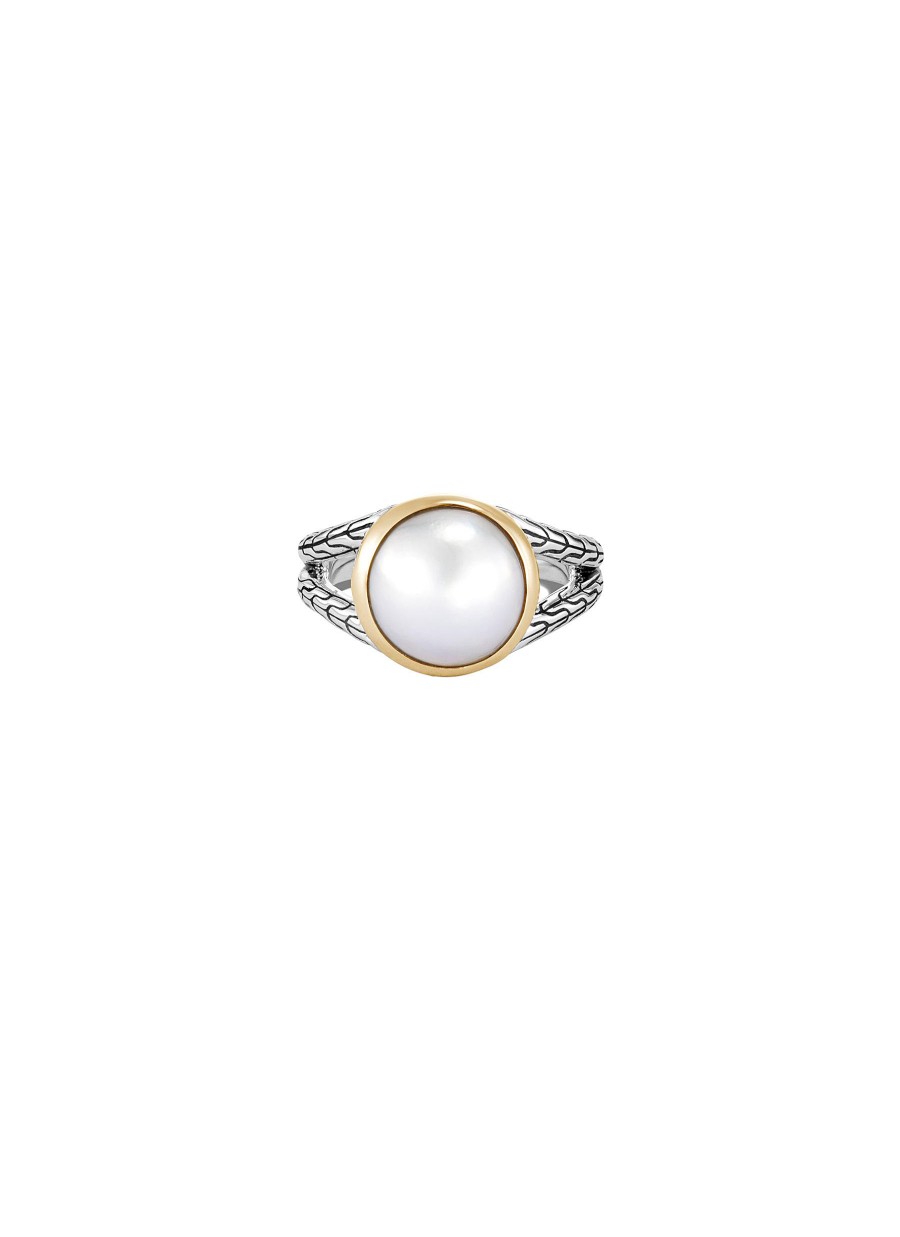 Women JOHN HARDY Fine Jewellery | Classic Chain 18K Gold Sterling Silver Mabe Freshwater Pearl Ring — Size 7