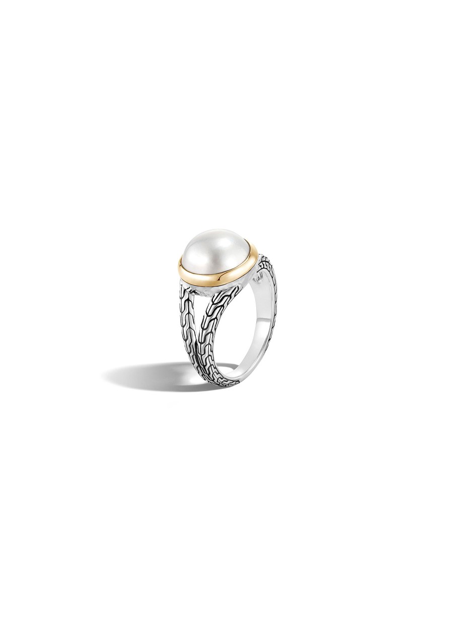 Women JOHN HARDY Fine Jewellery | Classic Chain 18K Gold Sterling Silver Mabe Freshwater Pearl Ring — Size 7