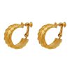 Women LANE CRAWFORD VINTAGE ACCESSORIES Vintage Accessories | Direction One Gold Tone Herringbone Hoops Clip On Earrings