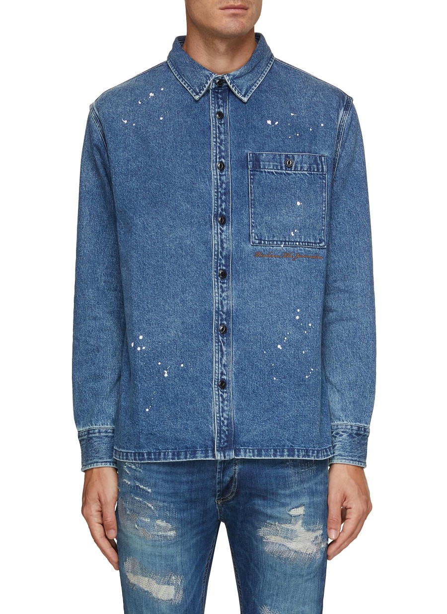 Men DENHAM Shirts | Paint Spot Denim Shirt